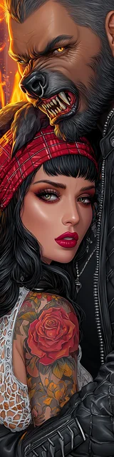 Free dark romance bookmark featuring a werewolf showing teeth